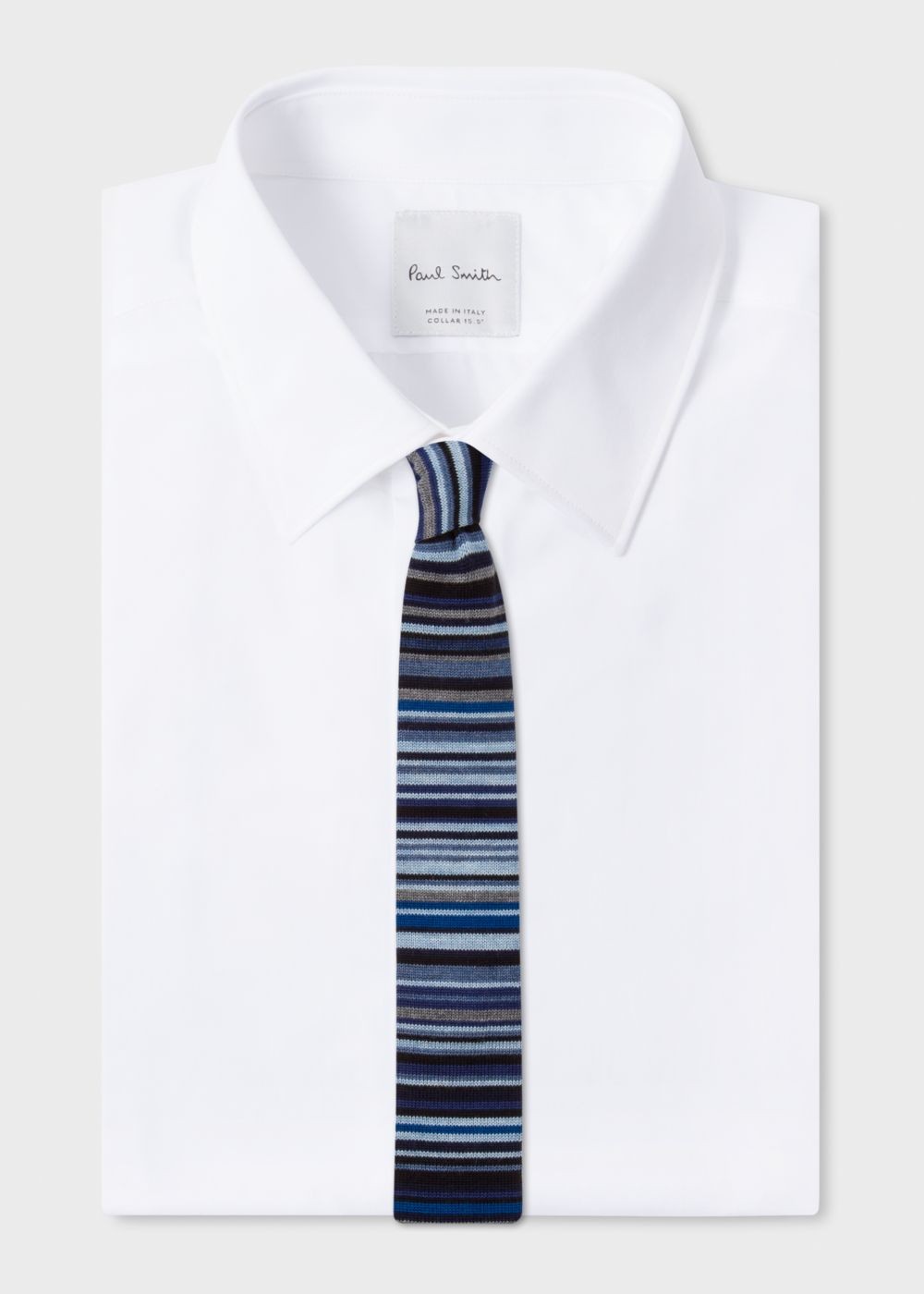 Paul Smith Men's Navy 'signature Stripe' Knitted Wool Tie