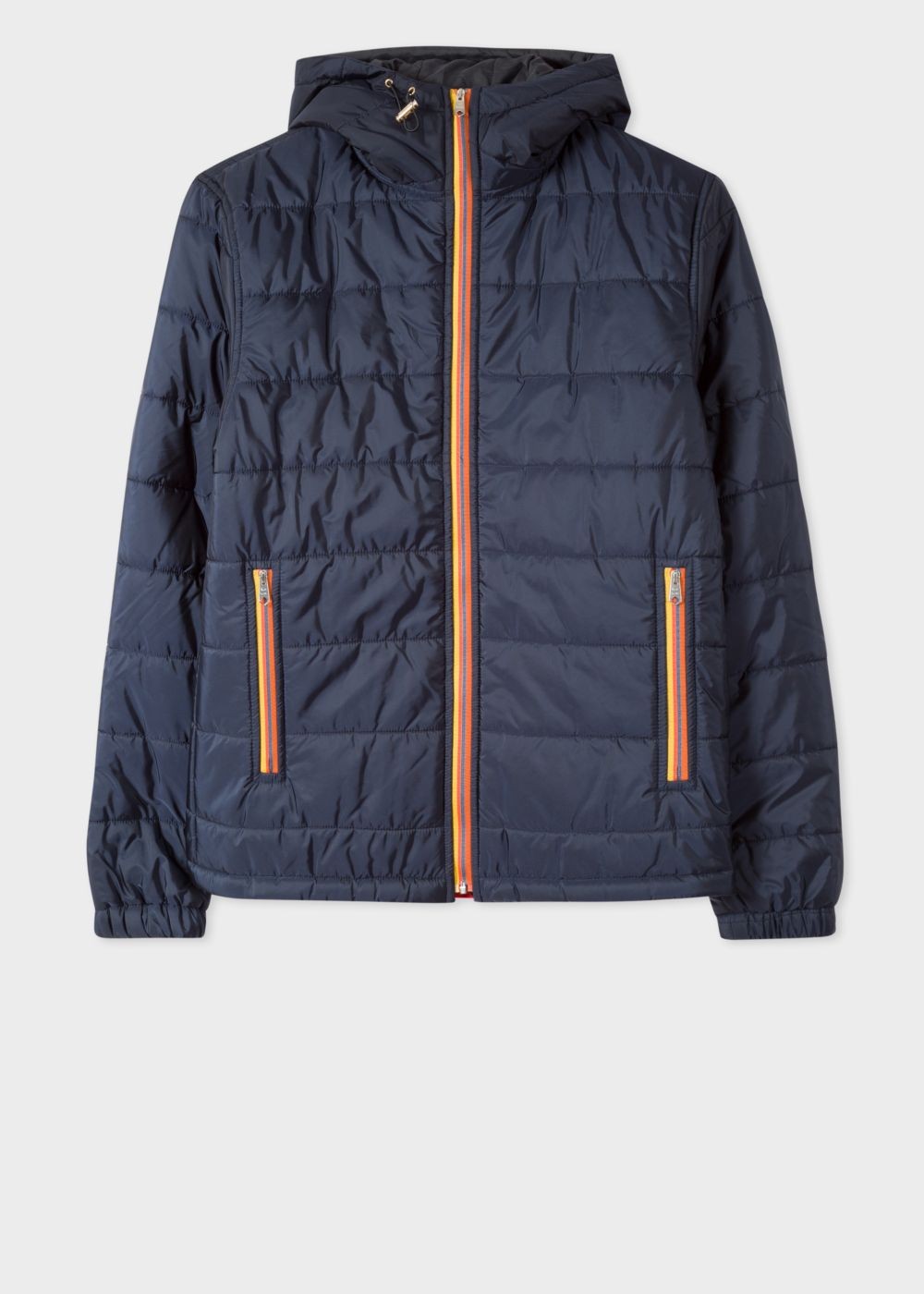 Paul Smith Men's Navy Quilted Hooded coat With 'artist Stripe' Trims
