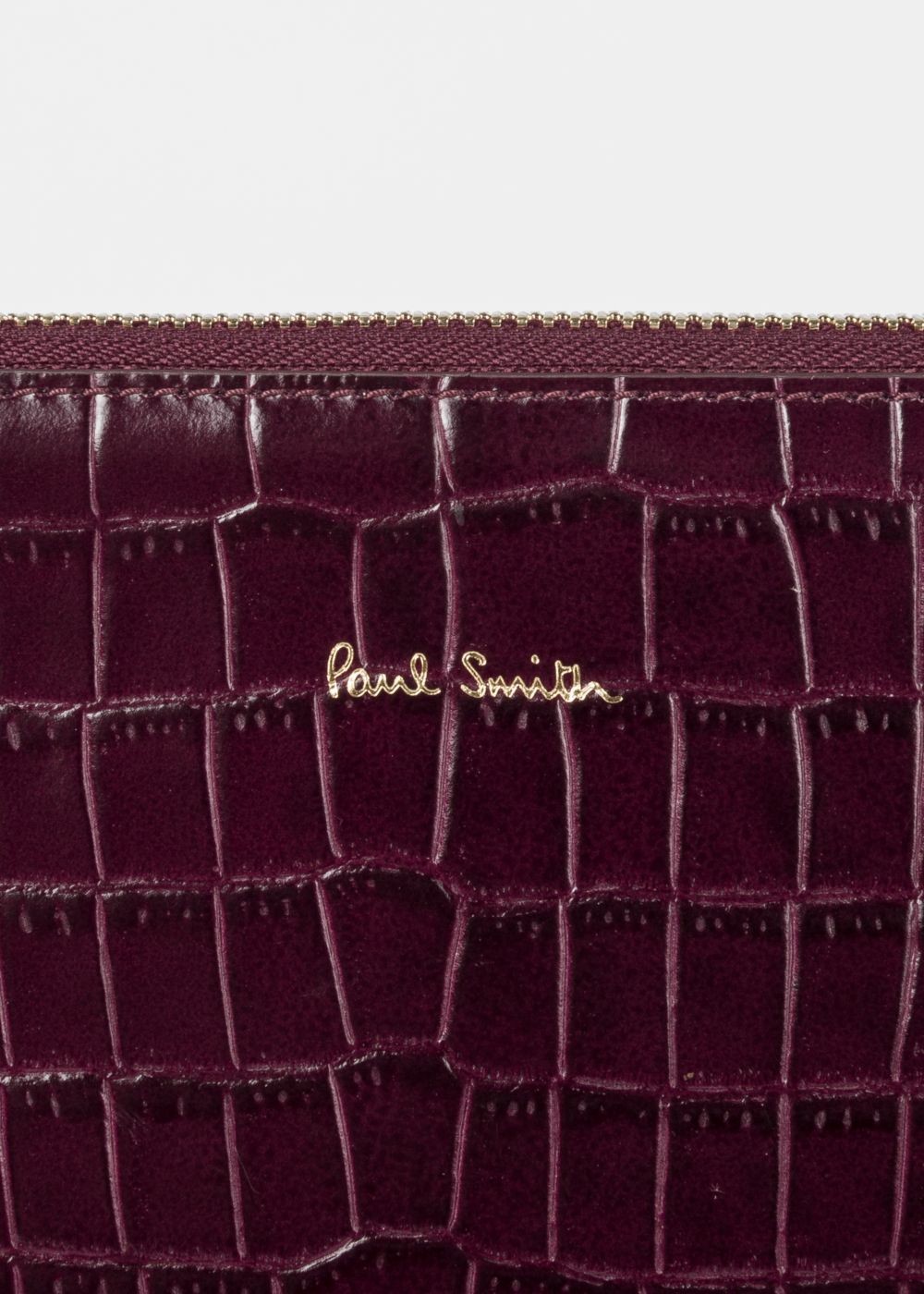 Paul Smith Men's Burgundy 'bright Stripe' Mock-Croc Leather Document Pouch Accessories