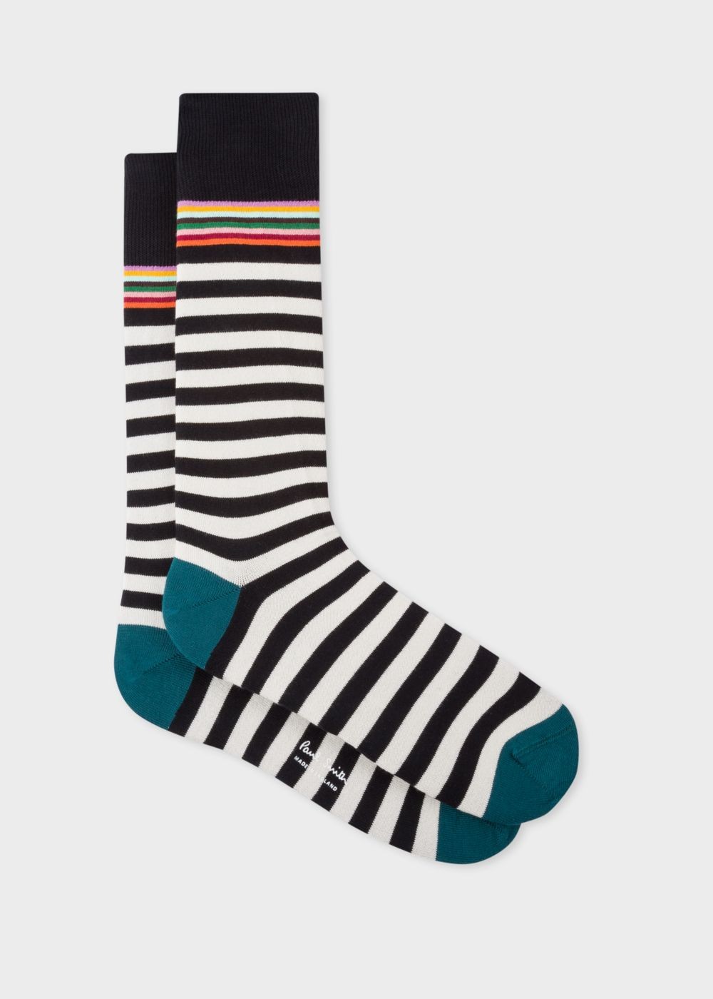 Paul Smith Mens's Cream And Black Stripe Socks