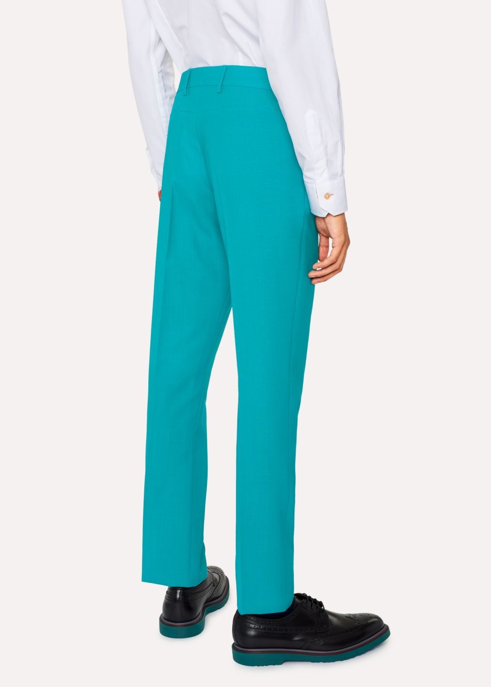 Paul Smith Men's Slim-Fit Turquoise Hopsack Wool Pants