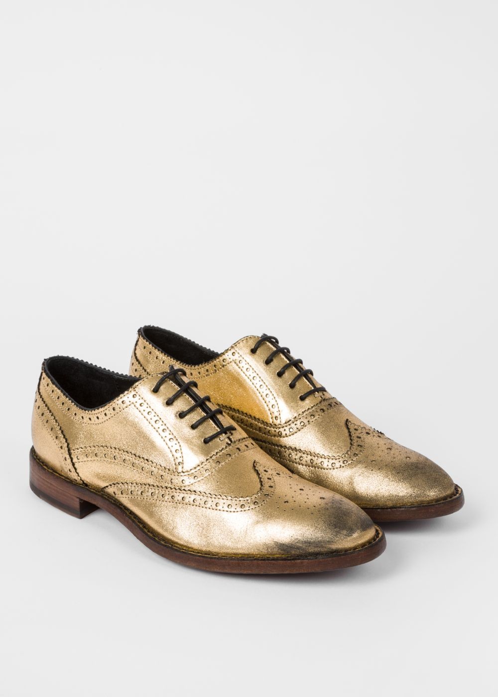 Paul Smith Lady's Gold Leather 'munro' Flexible Travel Brogues Sneaker