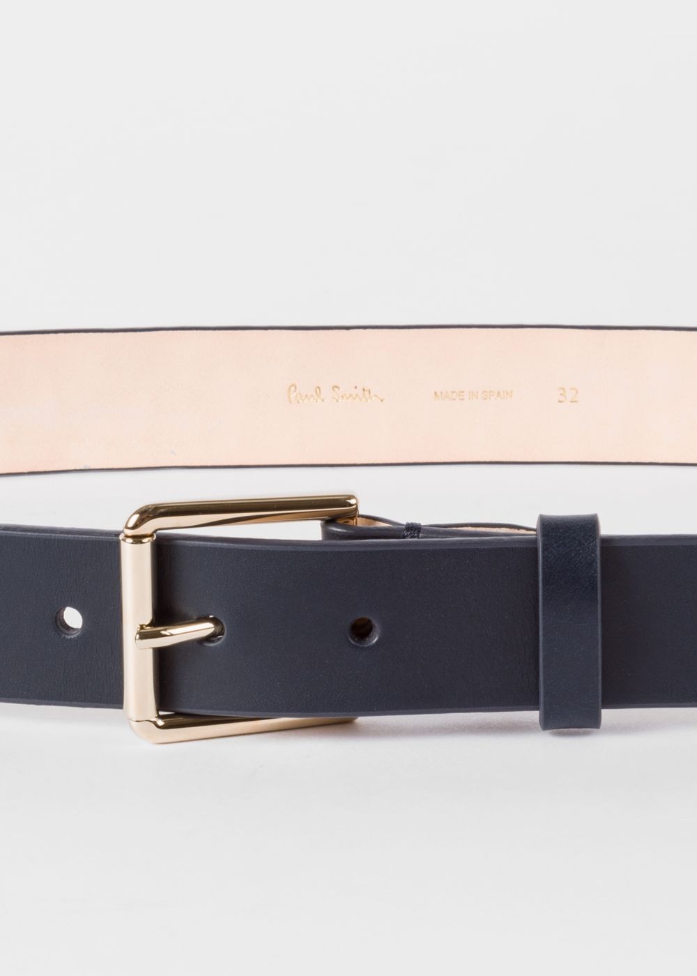 Paul Smith Mens's Navy Woven Check Leather Belt