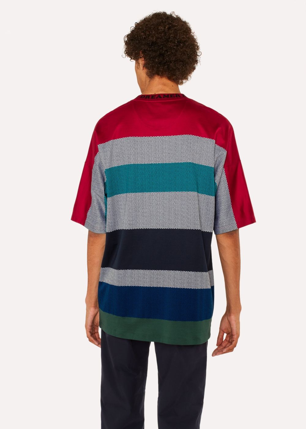 Paul Smith Men's Striped Herringbone T-Shirts With 'dreamer' Collar