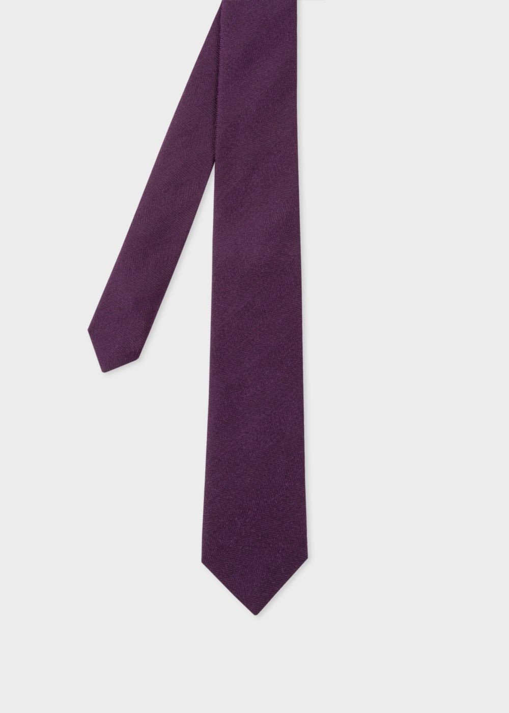 Paul Smith Men's Dark Purple Herringbone Pattern Narrow Silk Tie