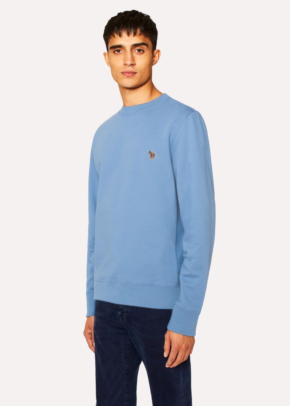 Paul Smith Men's Sky Blue Organic-Cotton Zebra Logo Sweatshirt