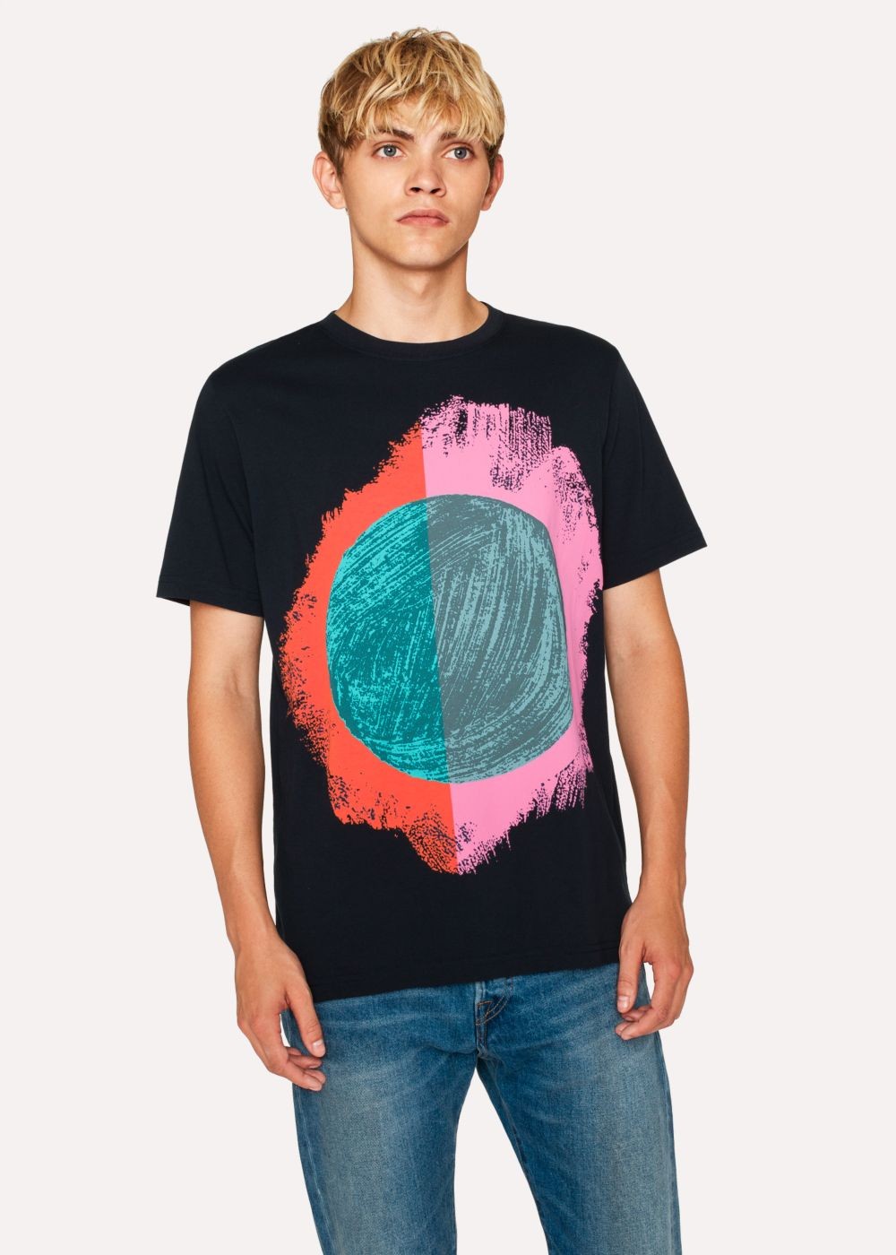 Paul Smith Men's Dark Navy 'painted Spot' Print Organic-Cotton T-Shirt