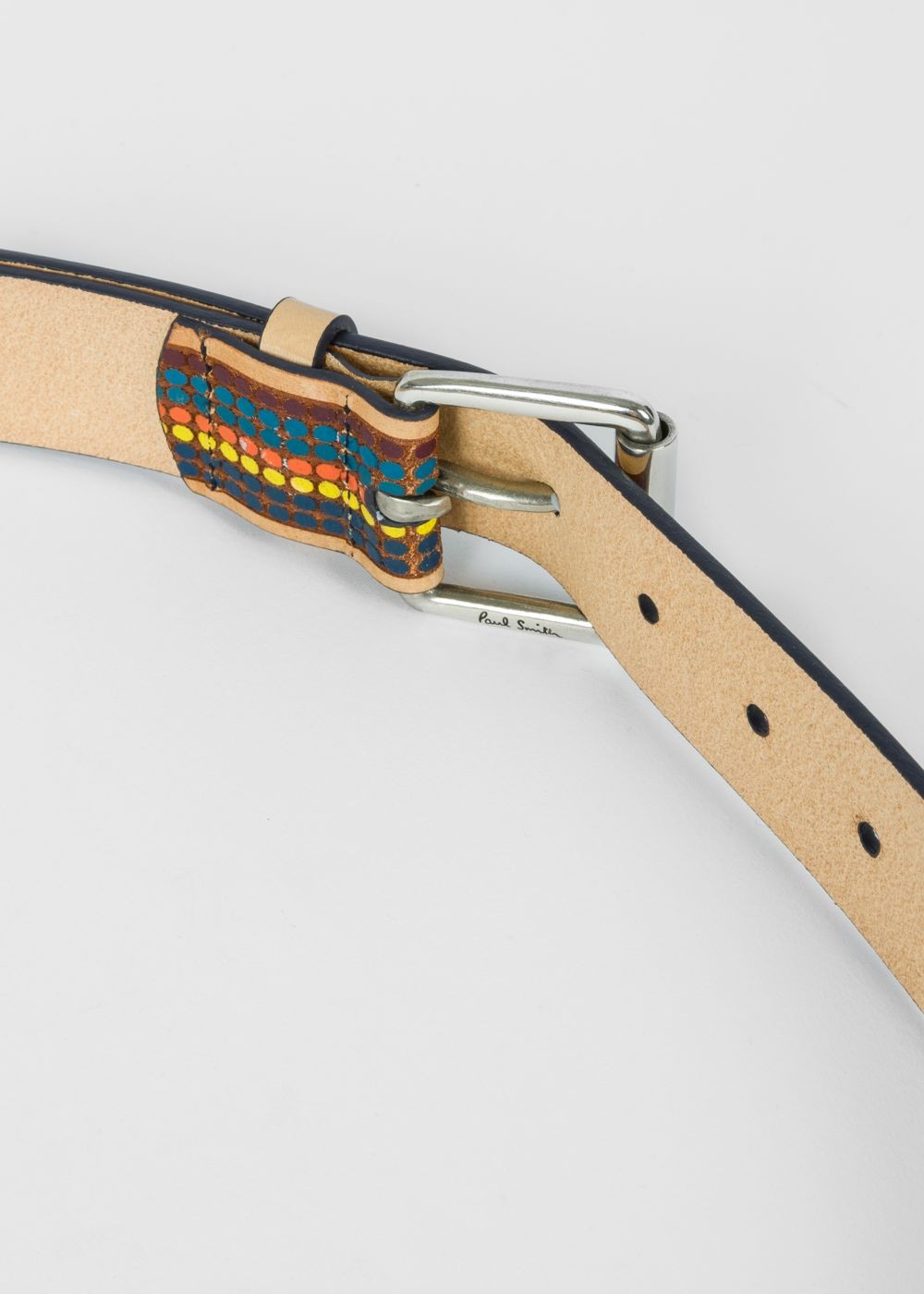 Paul Smith Mens's Multi-Coloured Polka Dot Leather Belt
