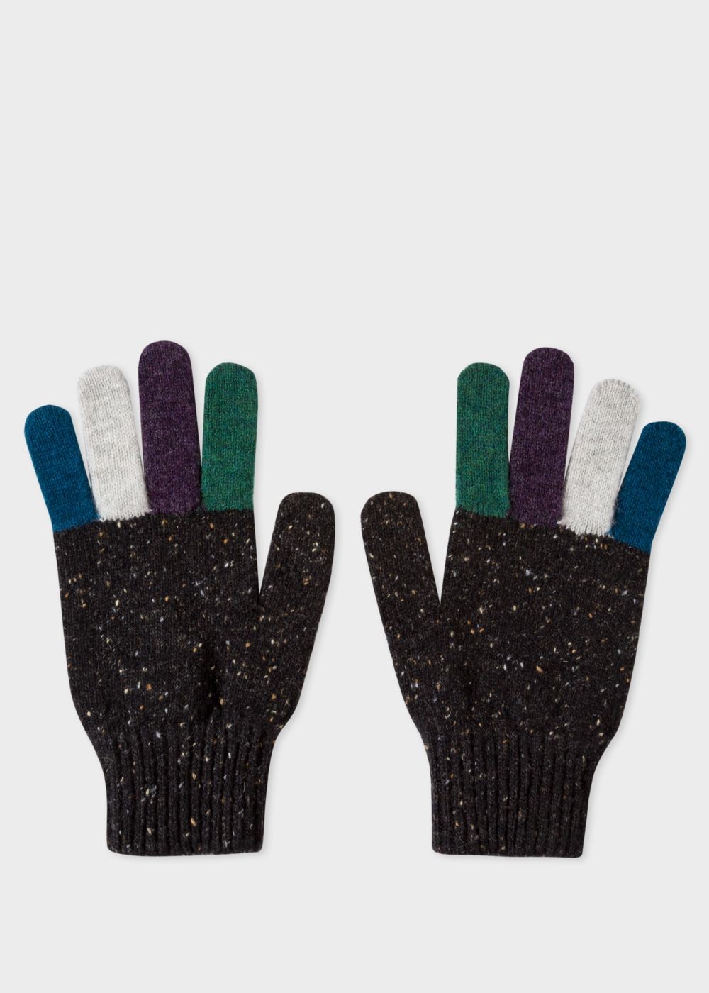 Paul Smith Mens's Black Donegal Stripe Wool Gloves