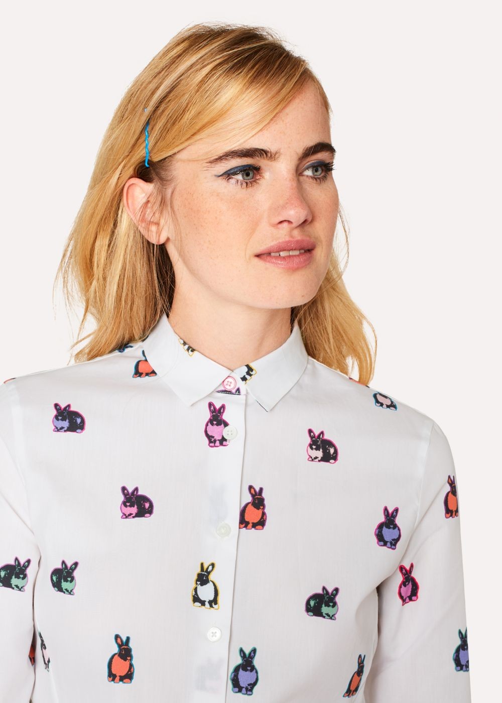 Paul Smith Women's Slim-Fit White Multi-Coloured 'rabbit' Print TShirt