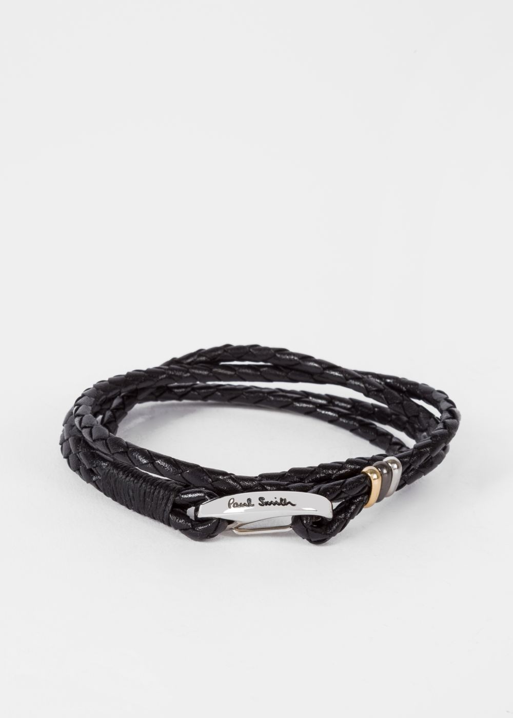 Paul Smith Men's Black Leather Wrap Bracelet