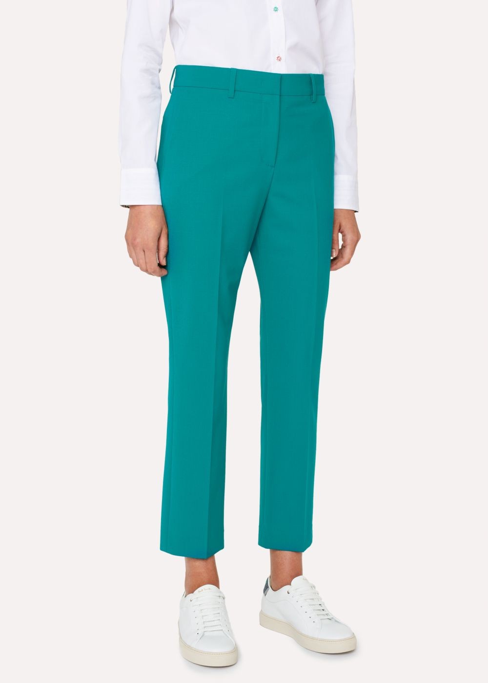 Paul Smith Women's Slim-Fit Turquoise Wool-Blend Pants