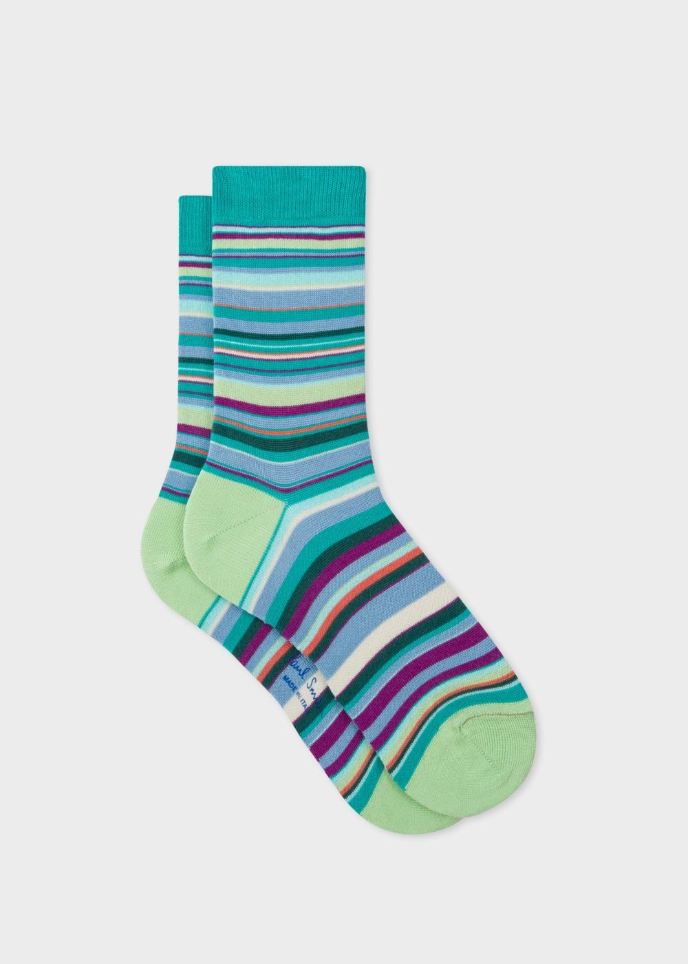 Paul Smith Women's Green Multi-Coloured Stripe Socks