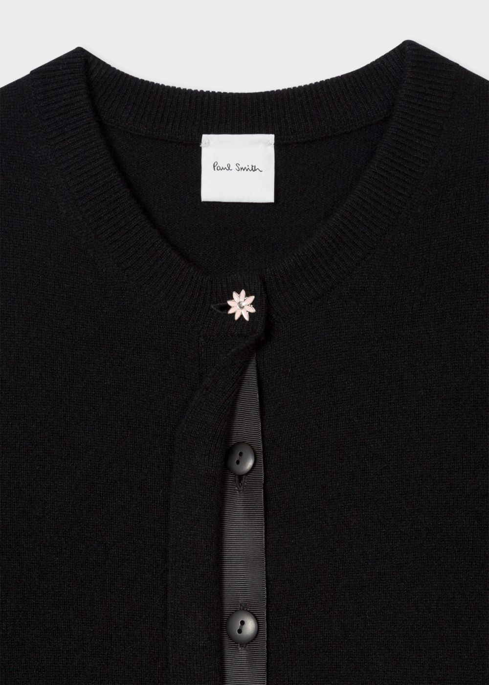 Paul Smith Womens's Black Cashmere Cardigan With Daisy Top Button