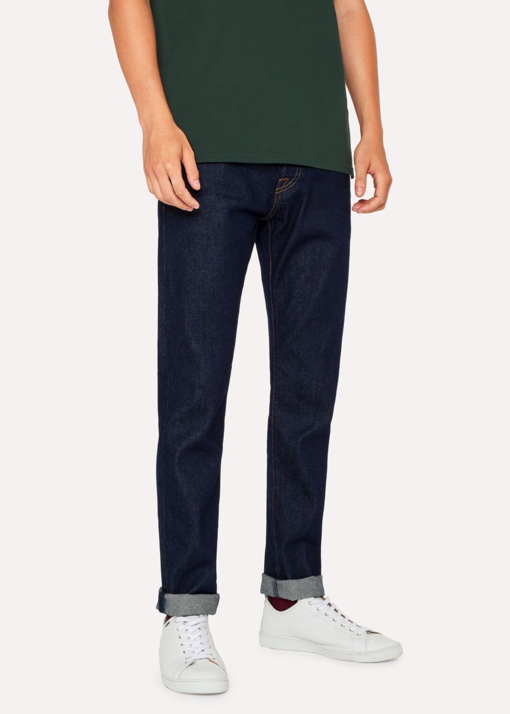 Paul Smith Men's Slim-Standard .5Oz 'rigid Western Twill' Indigo Denim Jeans