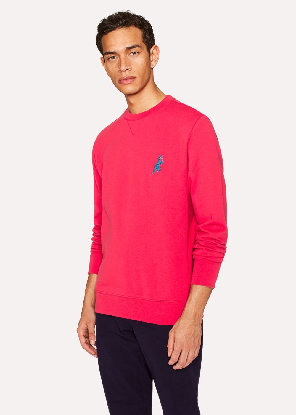 Paul Smith Men's Coral Pink Cotton Embroidered 'dino' Sweatshirt