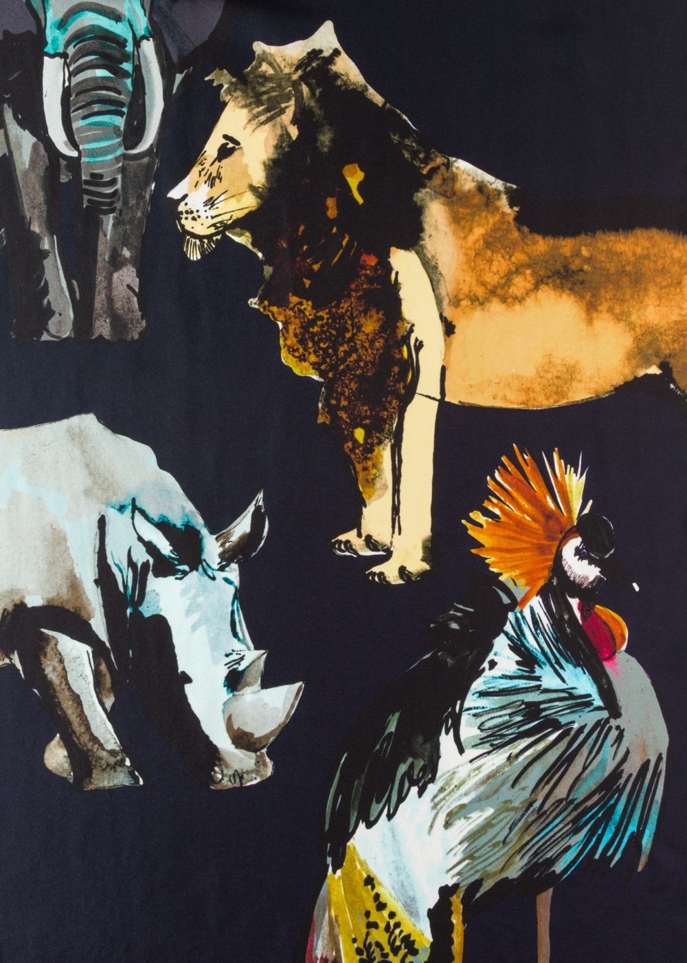 Paul Smith Men's Navy 'safari' Print Silk Scarf
