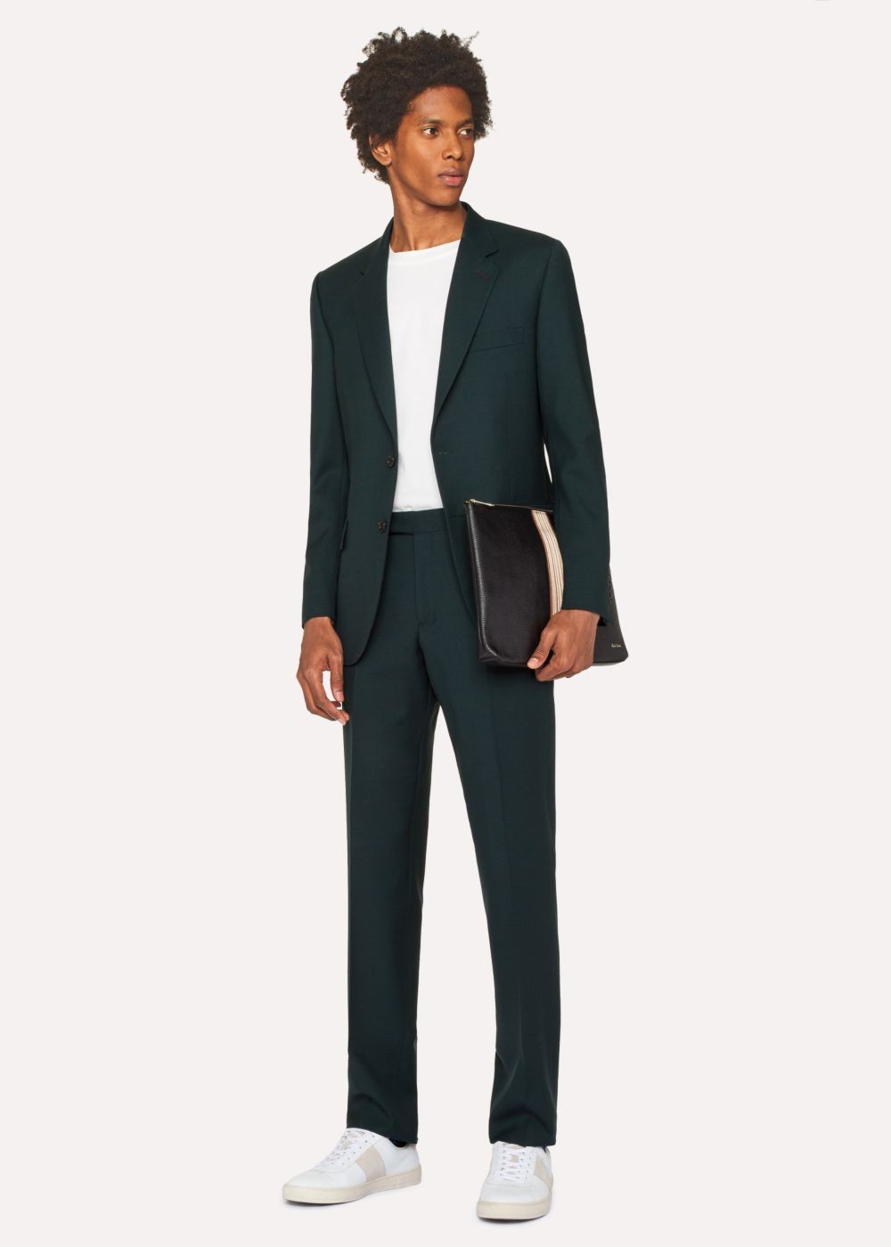 Paul Smith Men's Black Leather Signature Stripe Document Pouch Accessories