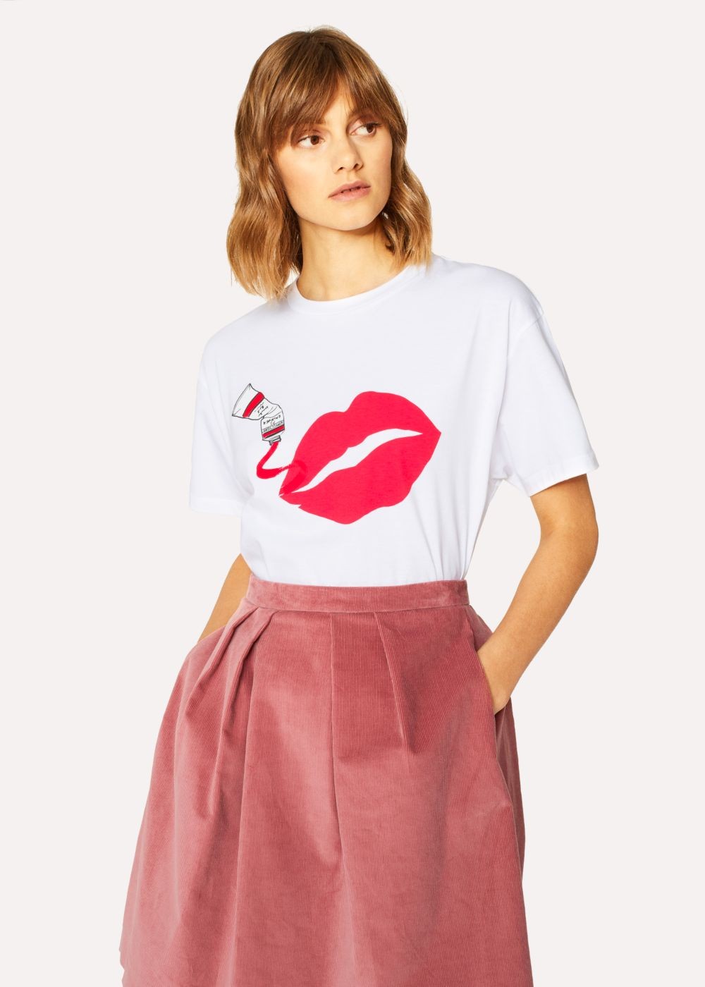 Paul Smith Womens's Red 'paint Lips' Print T-Shirt