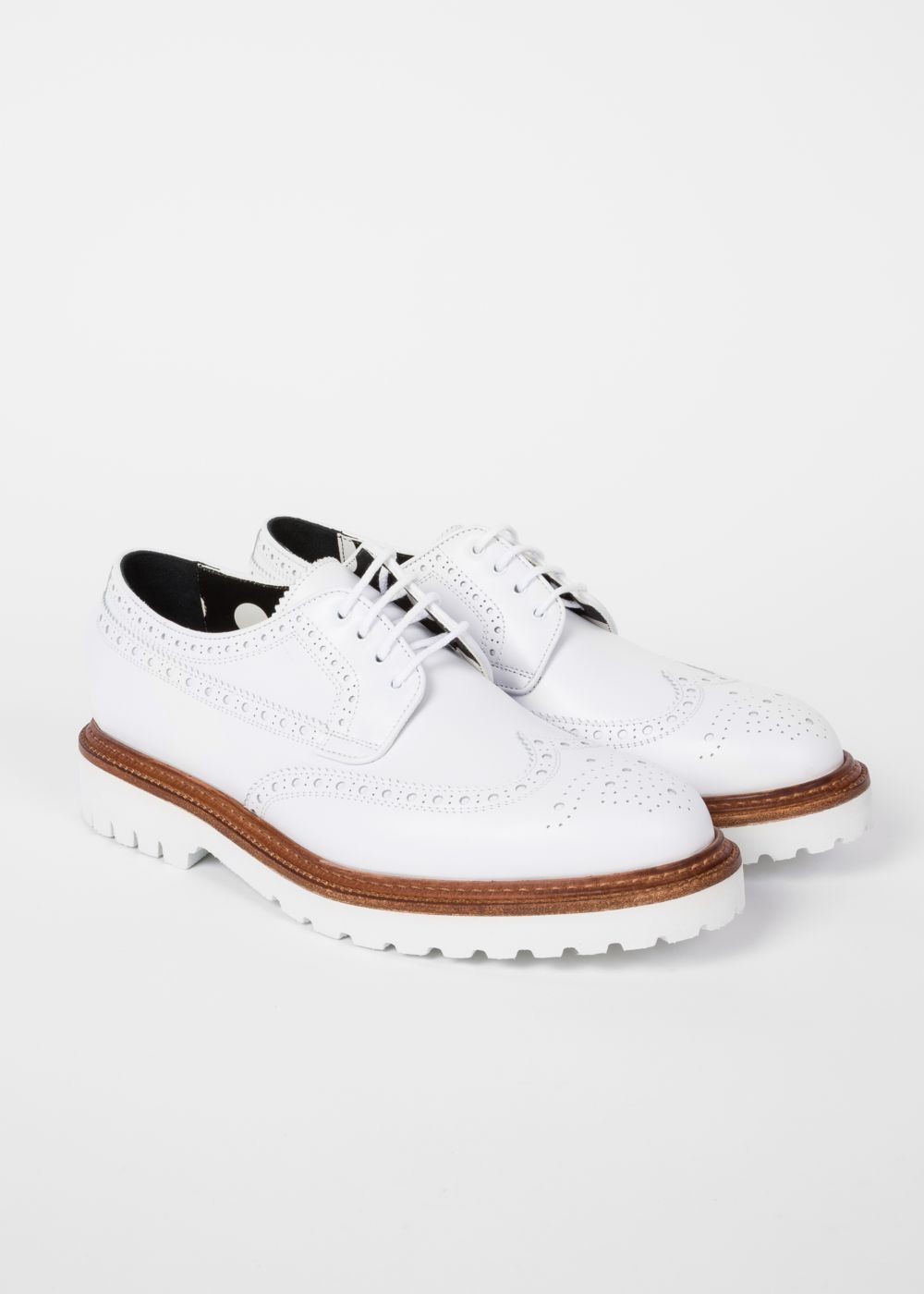 Paul Smith Men's White Leather 'vegas' Brogues Sneakers