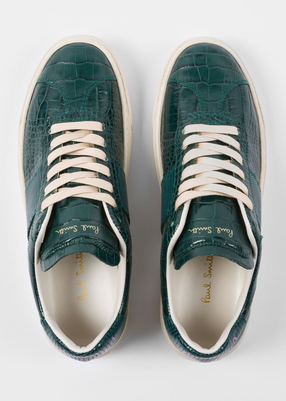 Paul Smith Lady's Teal Mock-Croc Leather 'levon' Sneaker