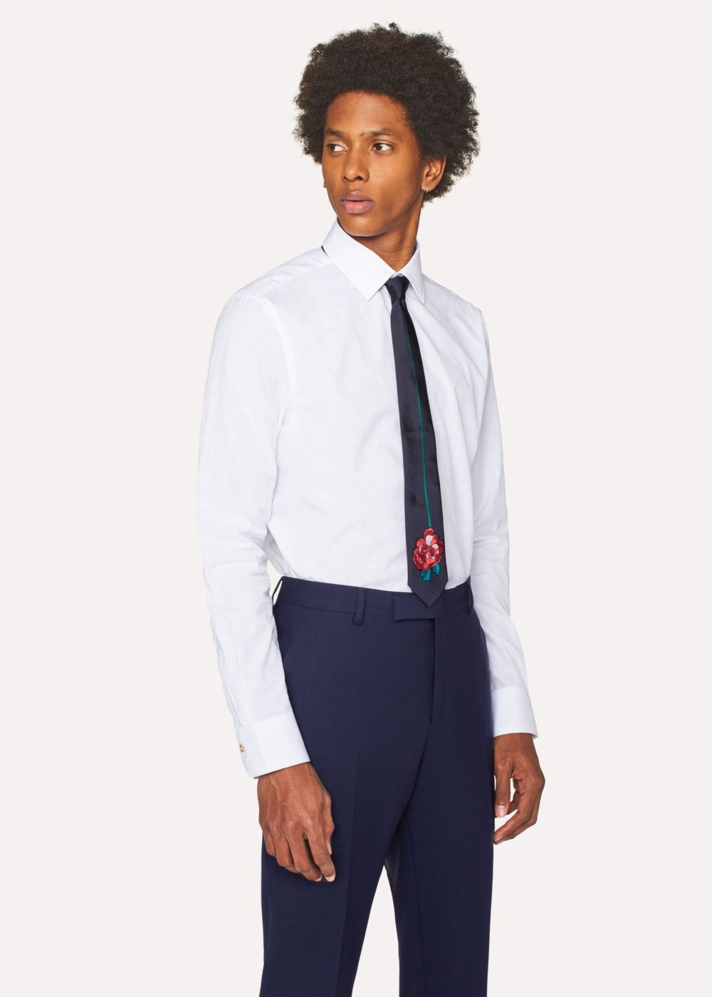 Paul Smith Mens's Slim-Fit White Jacquard Floral Cotton Tshirts