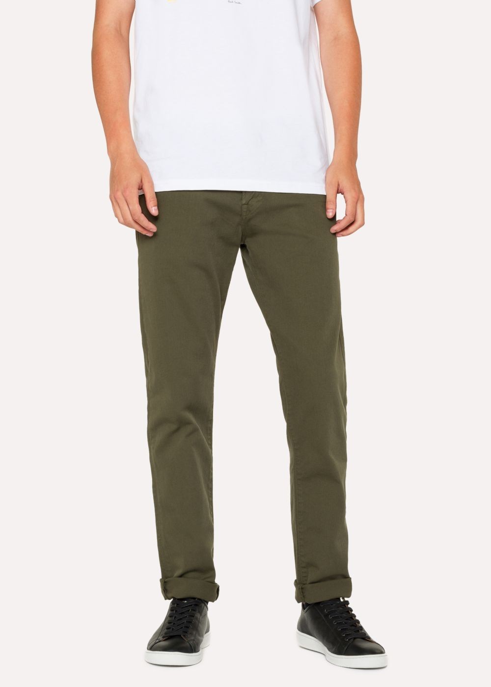 Paul Smith Mens's Tapered-Fit Khaki Garment-Dye Jeans
