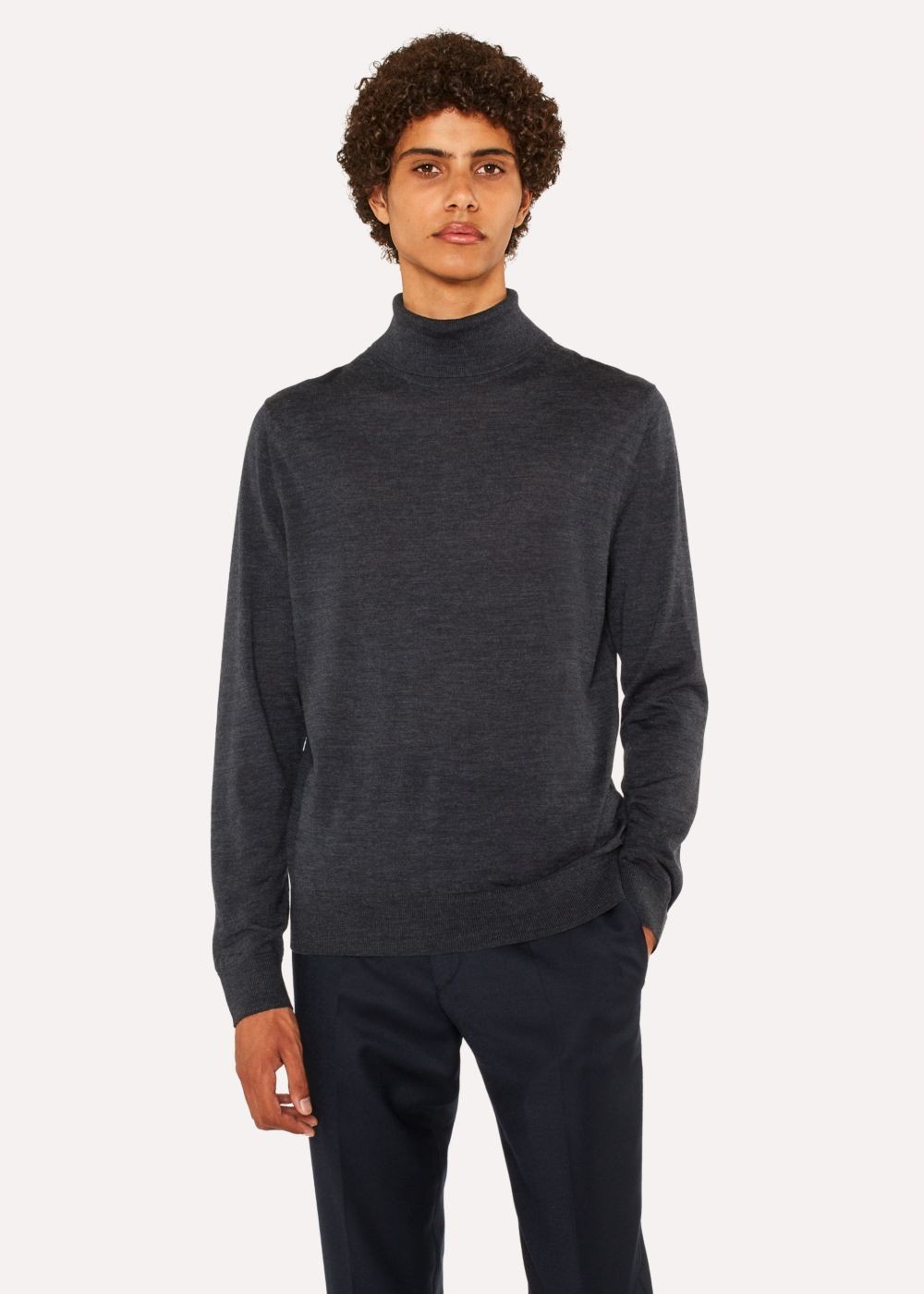 Paul Smith Men's Charcoal Grey Merino Wool Roll Neck Sweater