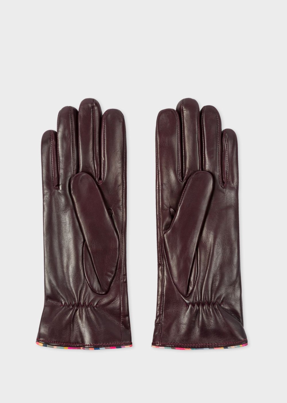 Paul Smith Women's Burgundy Leather Gloves With 'swirl' Piping