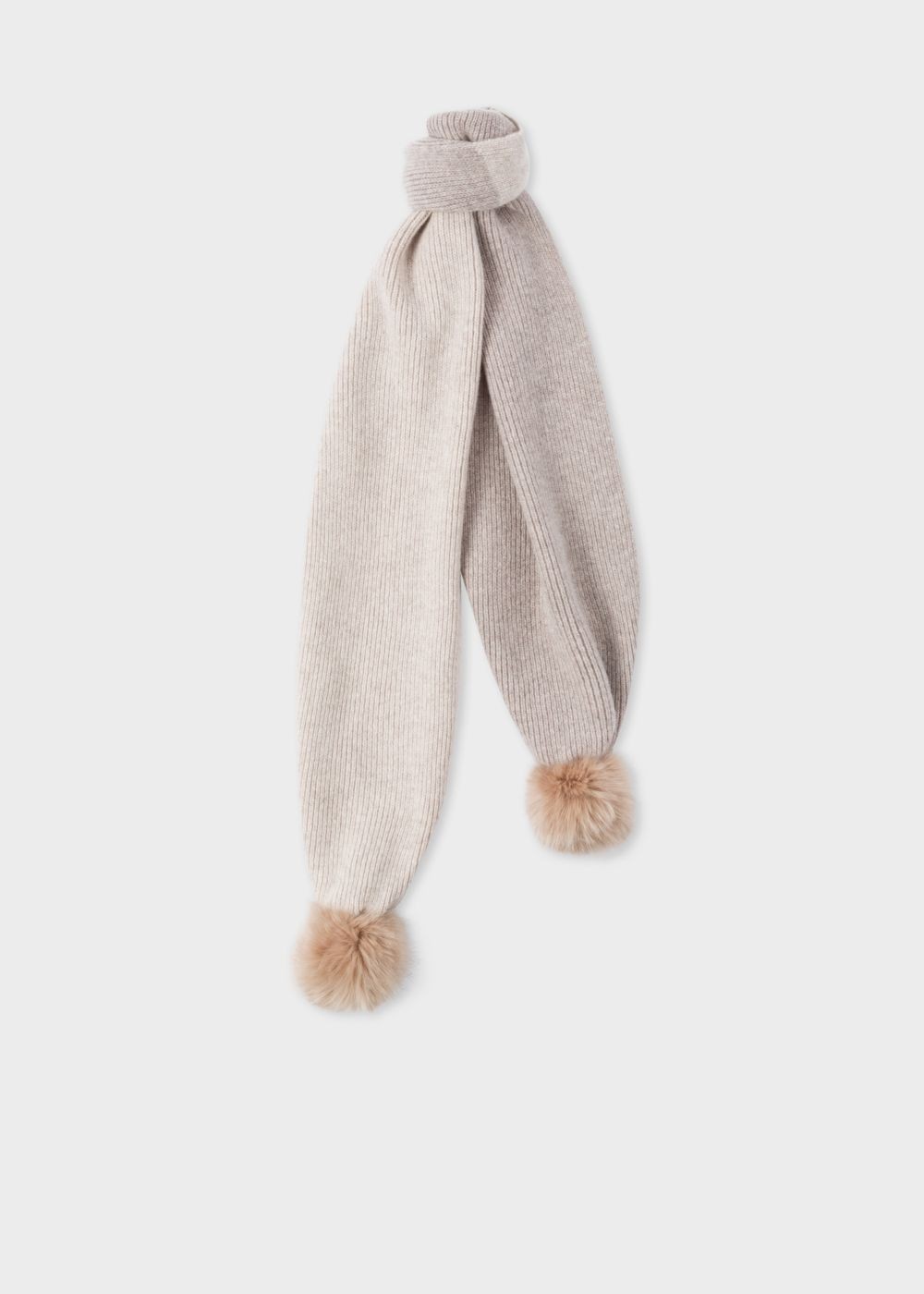 Paul Smith Lady's Cream And Oatmeal Wool Knit Scarf