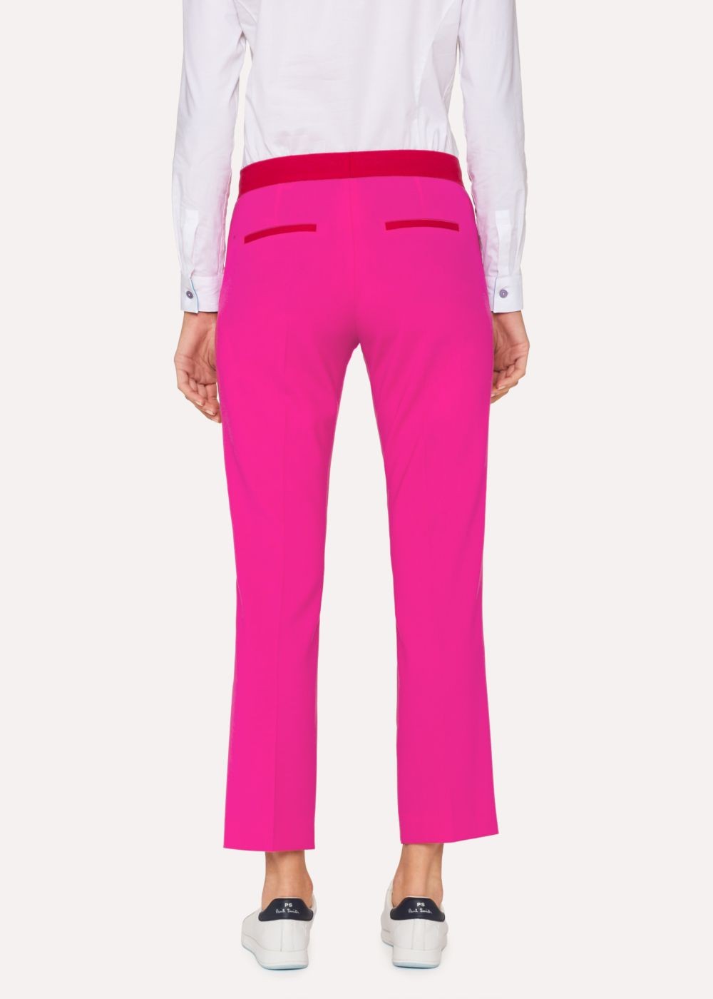 Paul Smith Lady's Slim-Fit Fuchsia Wool Pants With Contrasting Waistband