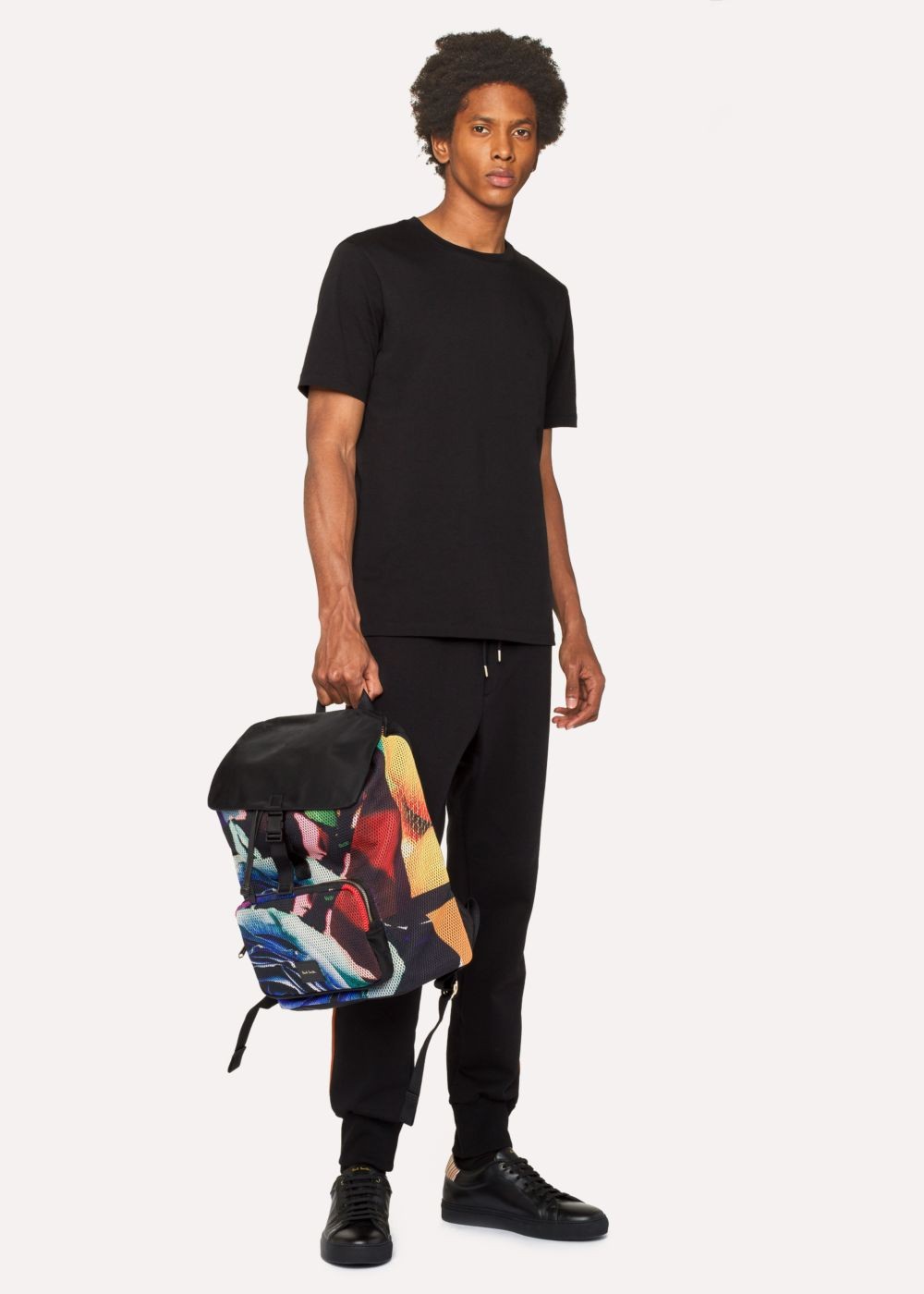 Paul Smith Men's 'rose Collage' Print Mesh Flap Backpack