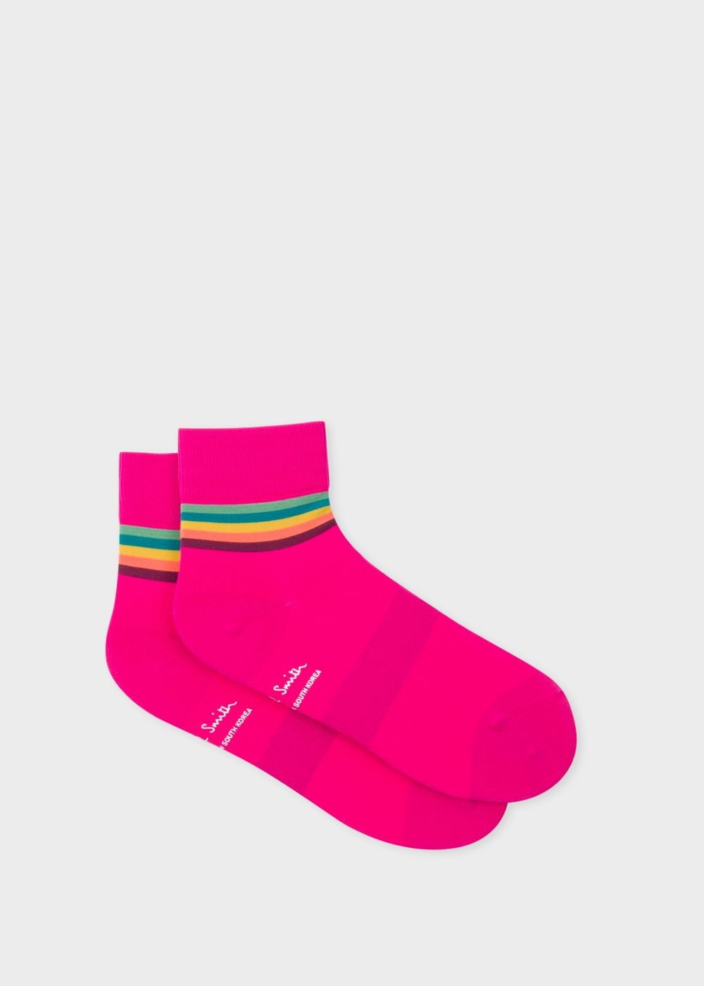 Paul Smith Men'S Fuchsia 'Artist Stripe' Trim Cycling Socks