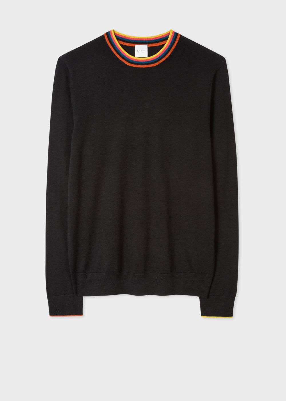 Paul Smith Men's Black Merino-Wool Sweater With 'artist Stripe' Collar