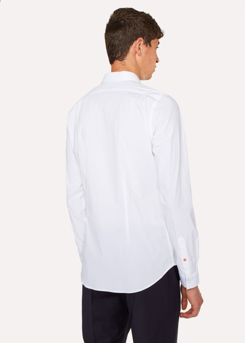 Paul Smith Mens's White Stretch-Cotton shirt With 'cycle Stripe' Cuff Lining