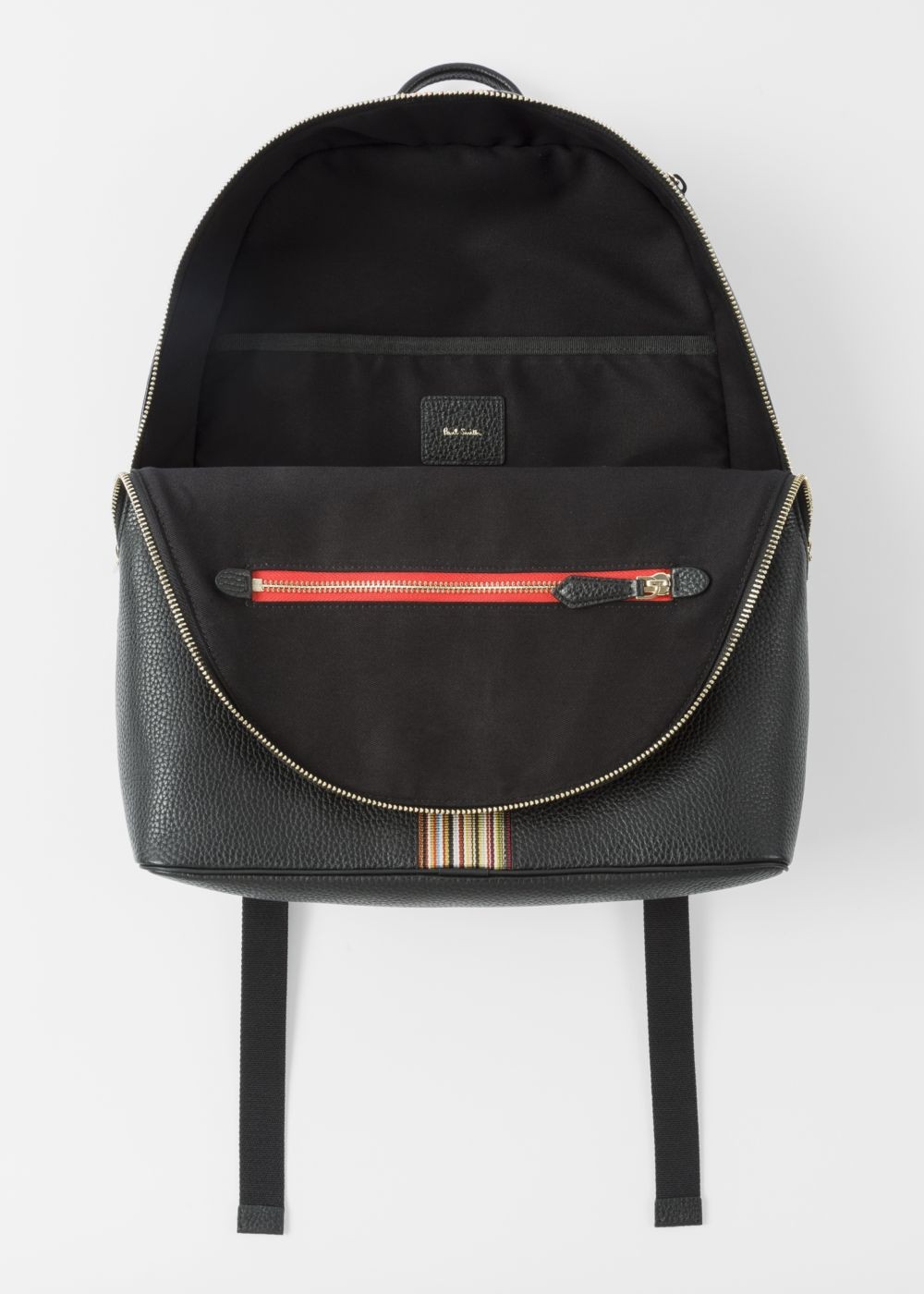 Paul Smith Men's Black Leather Signature Stripe Backpack