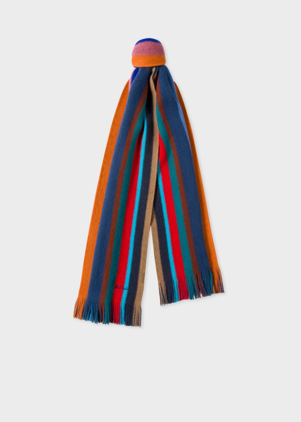 Paul Smith Mens's Multi-Coloured Stripe Wool Scarf
