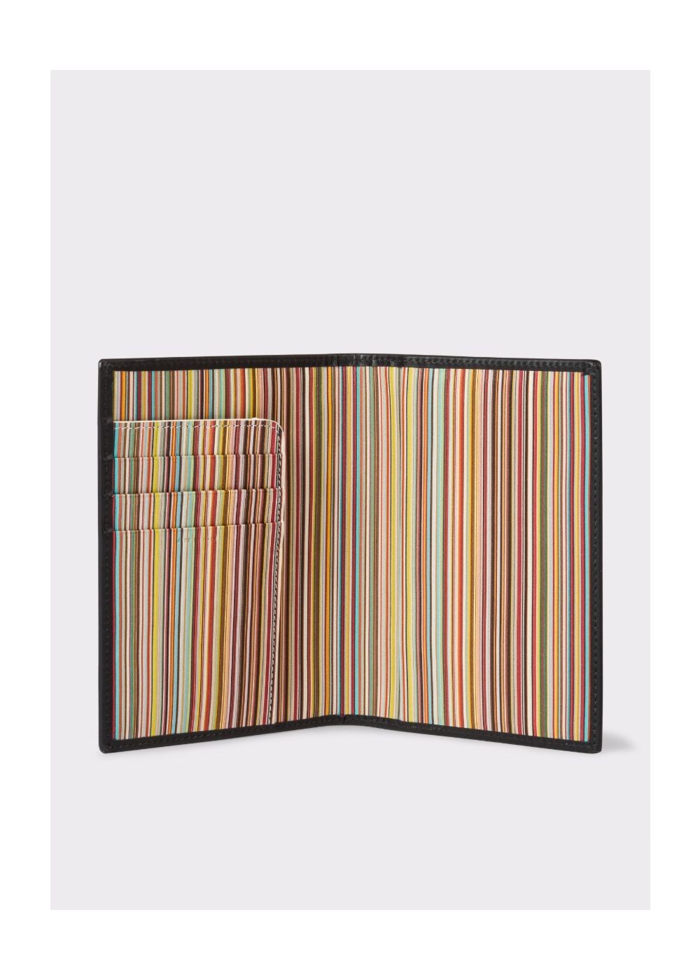 Paul Smith Black Leather Signature Stripe Interior Passport Cover Men