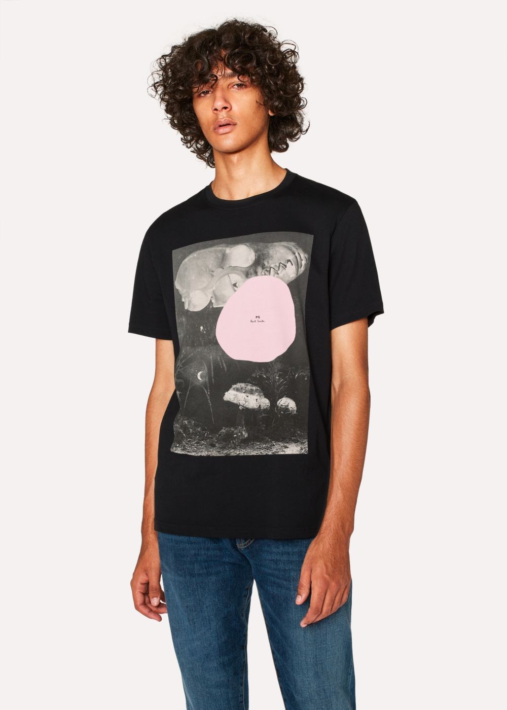 Paul Smith Mens's Black Pink 'spot' Print Organic-Cotton shirt