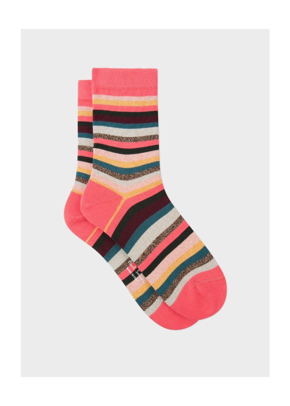 Paul Smith Womens's Pink And Glitter 'artist Stripe' Socks