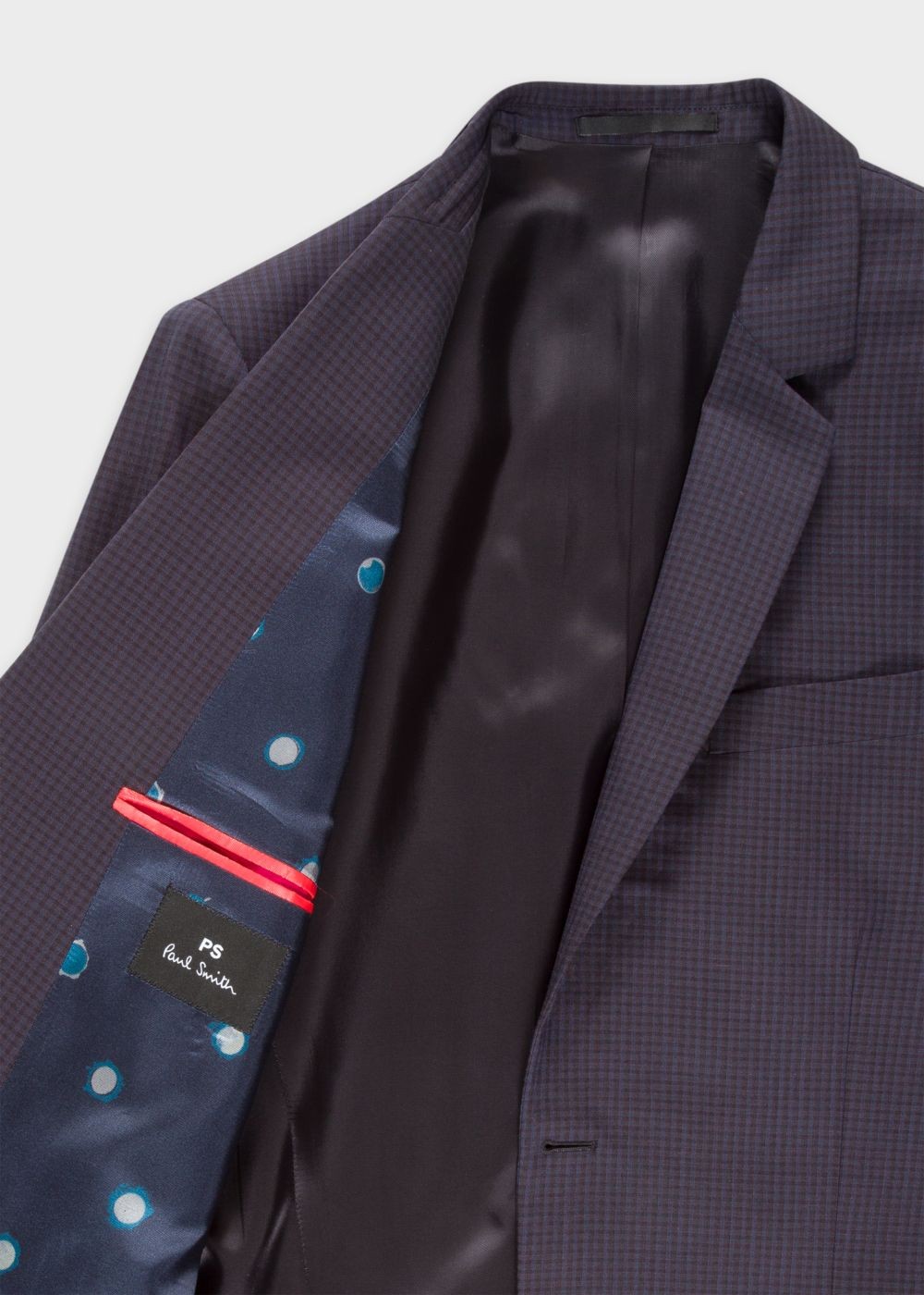 Paul Smith Mens's Mid-Fit Navy Check Wool-Blend Blazer Clothing