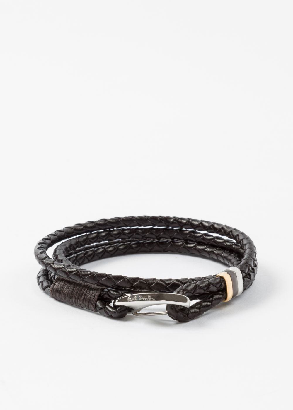 Paul Smith Mens's Dark Brown Leather Wrap Bracelet