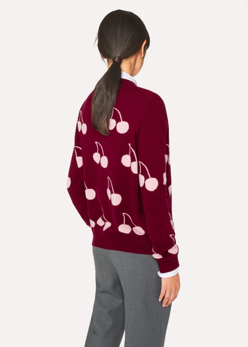 Paul Smith Women's Burgundy Wool 'cherry' Intarsia Sweater