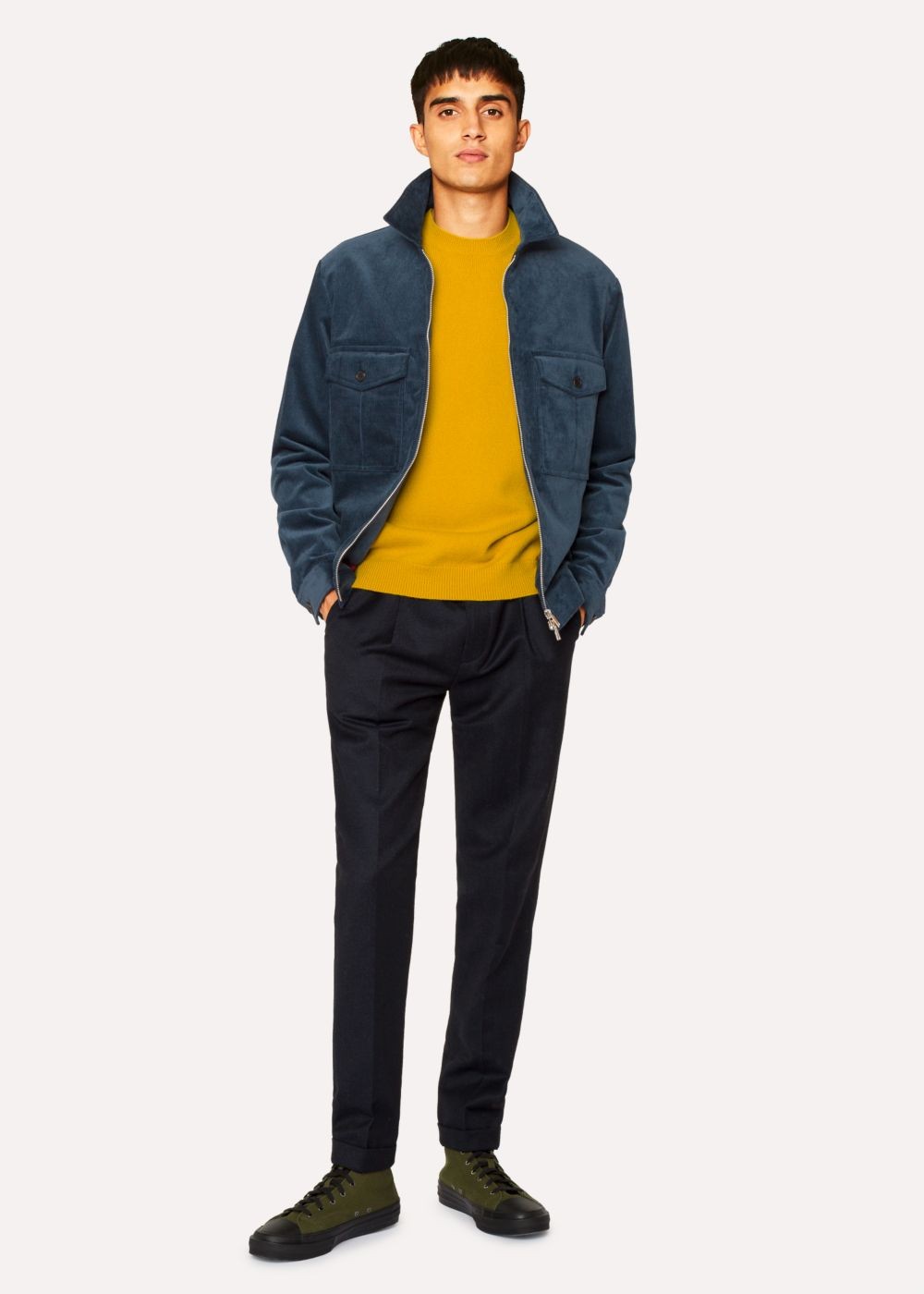 Paul Smith Men's Slate Blue Corduroy Stretch-Cotton Patch-Pocket Coats
