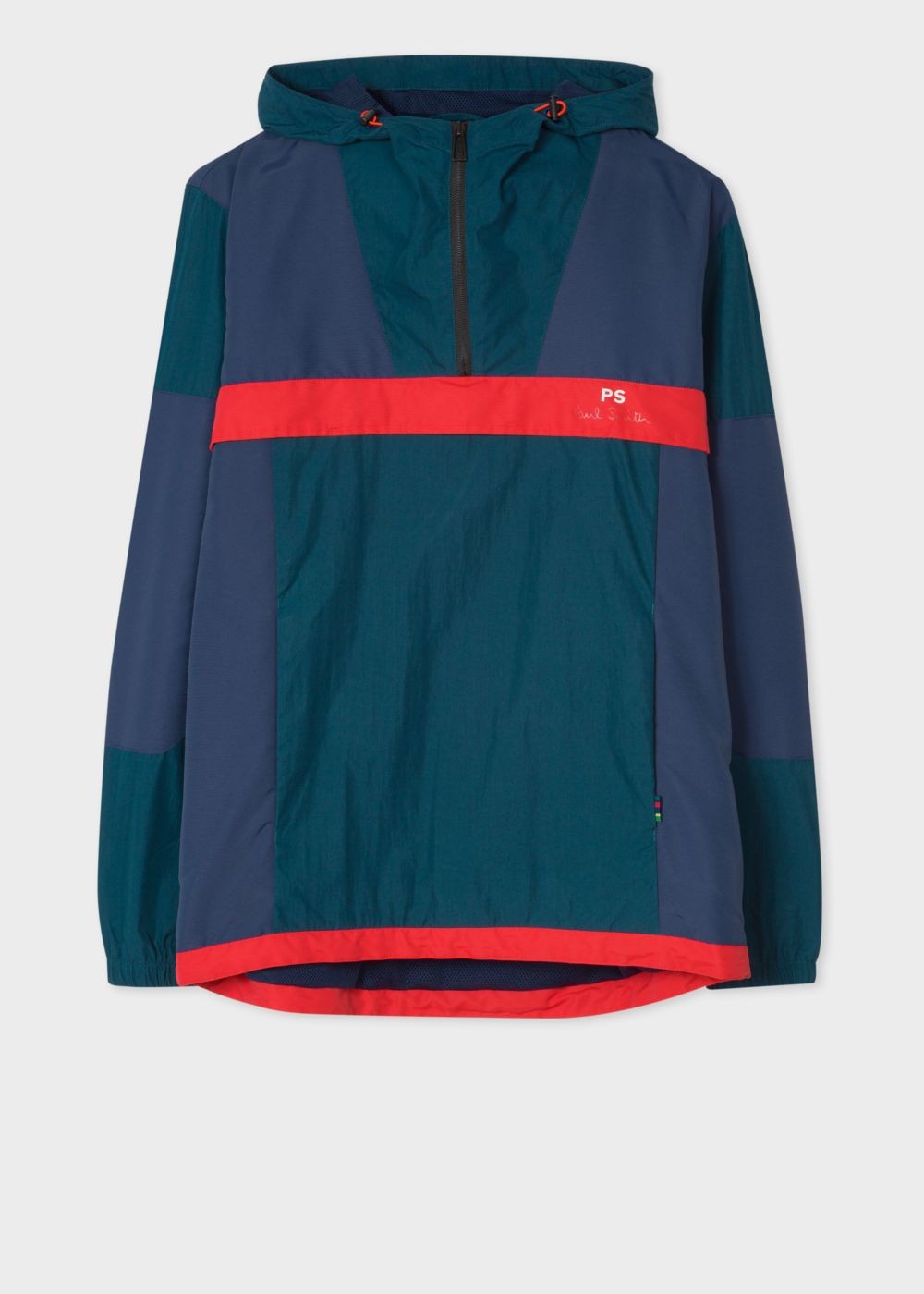 Paul Smith Men's Navy And Red Showerproof Anorak With Contrast Panels Clothing