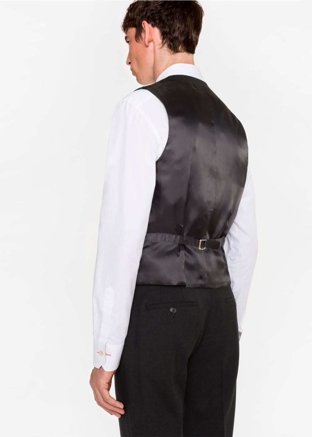 Paul Smith A Suit To Travel In - Mens's Tailored-Fit Charcoal Grey Wool Waistcoat