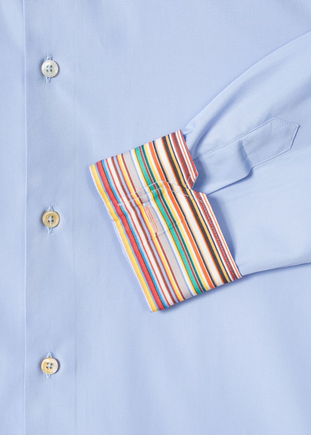 Paul Smith Men's Tailored-Fit Sky Blue Cotton 'signature Stripe' Cuff Shirts
