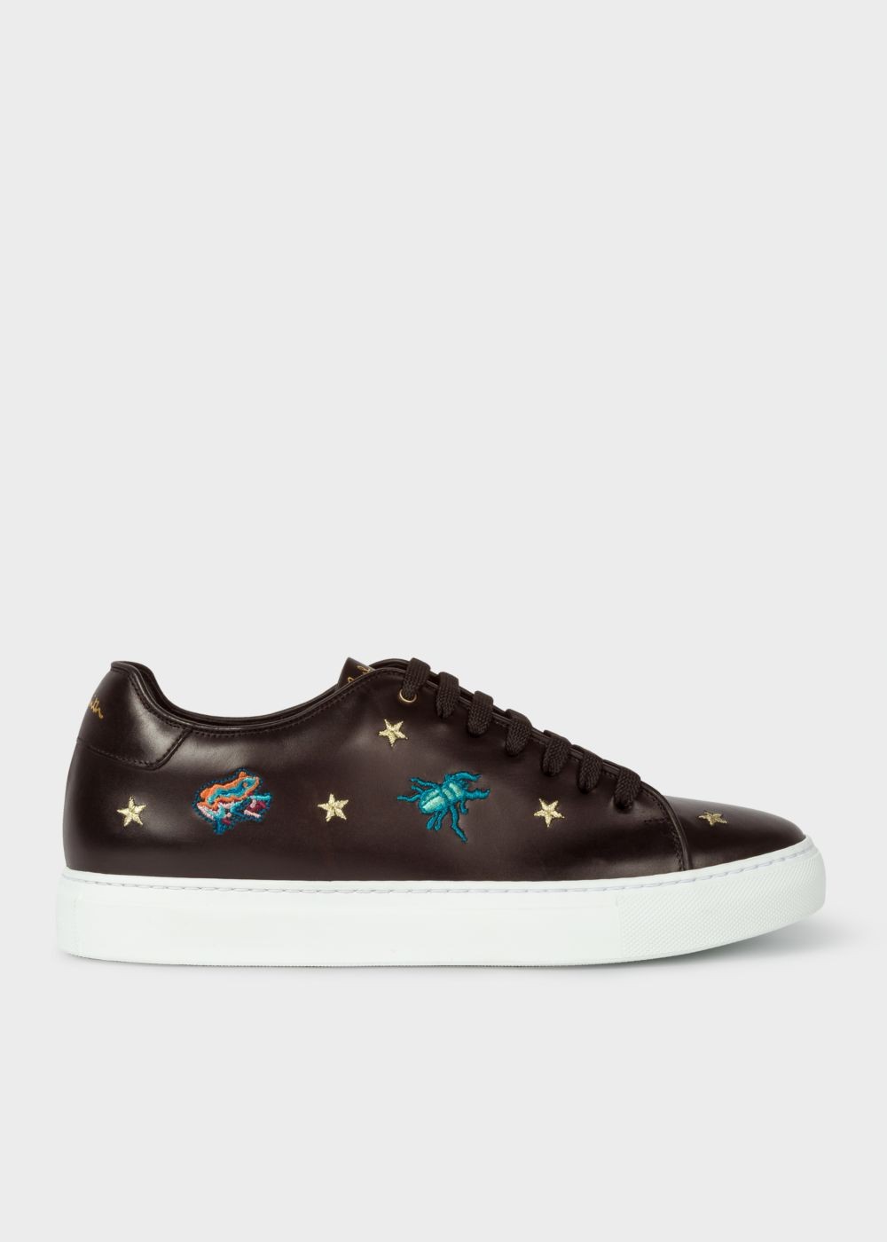 Paul Smith Men's Black Leather 'dreamer' Embroidered 'basso' Trainers