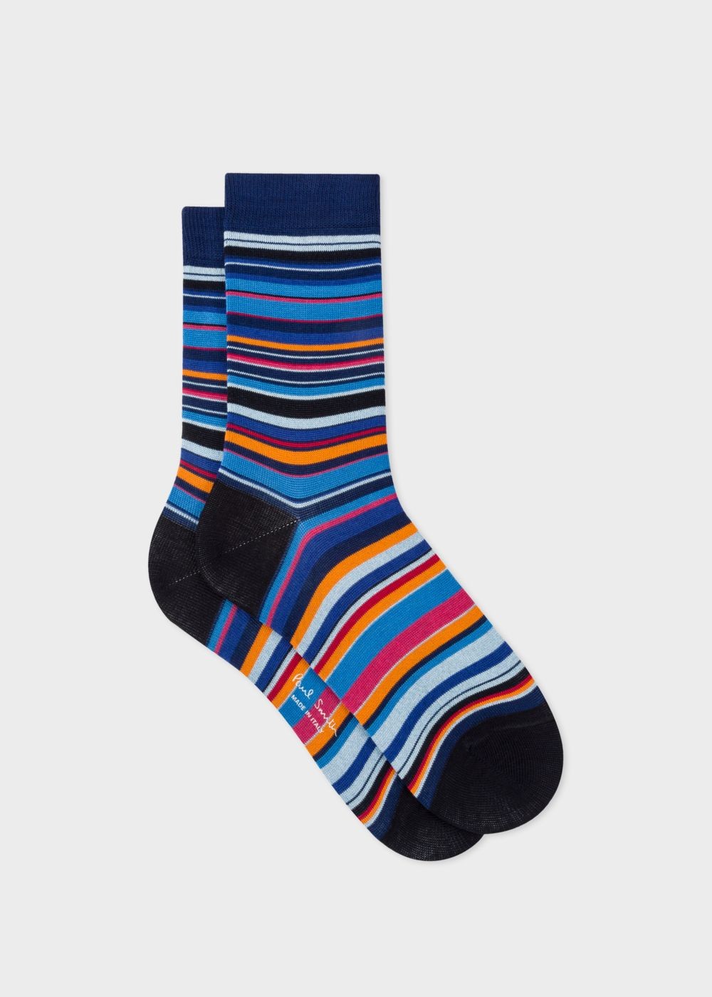 Paul Smith Lady's Navy Multi-Coloured Stripe Socks