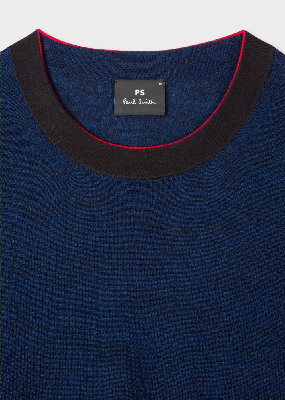 Paul Smith Men's Navy Marl Merino-Wool Sweater With Contrast Collar